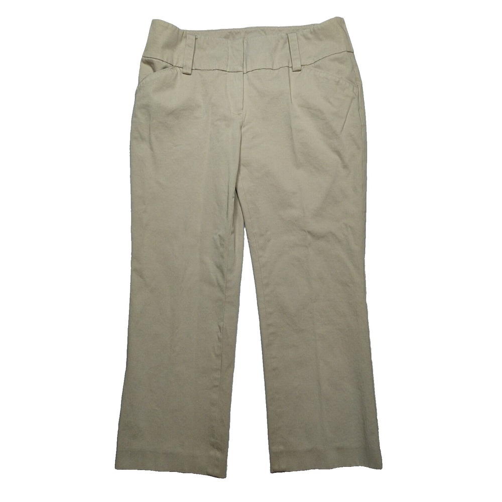 INC International Concepts Women 10 Khaki Low Rise Stretch Cotton‎ Cropped Pants